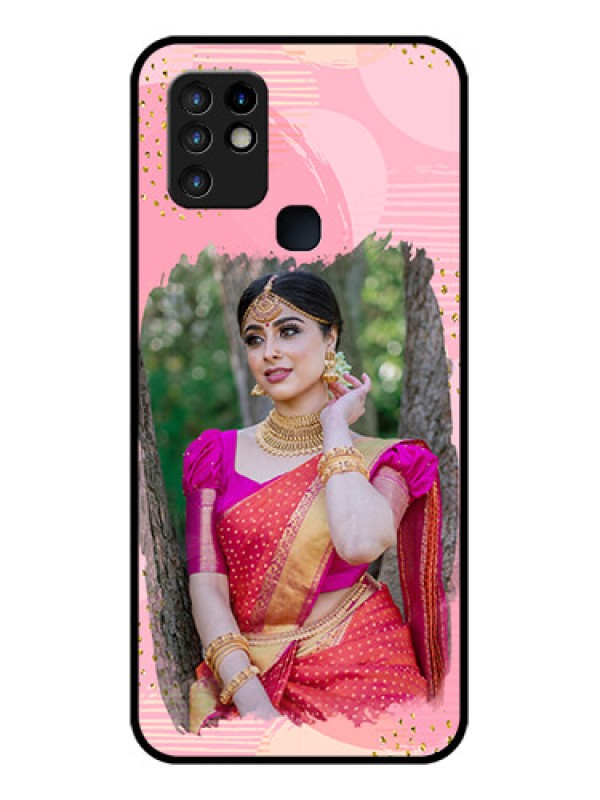 Custom Infinix Hot 10 Personalized Glass Phone Case - Gold Glitter Splash Design