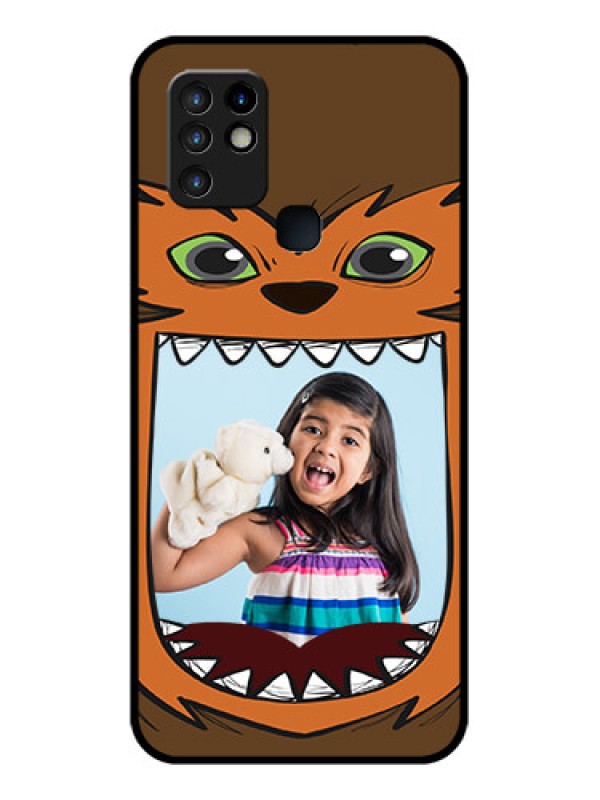 Custom Infinix Hot 10 Photo Printing on Glass Case - Owl Monster Back Case Design