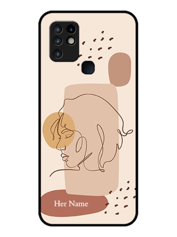 Custom Infinix Hot 10 Photo Printing on Glass Case - Calm Woman line art Design