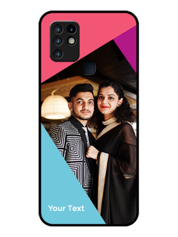 Custom Infinix Hot 10 Custom Glass Mobile Case - Stacked Triple colour Design