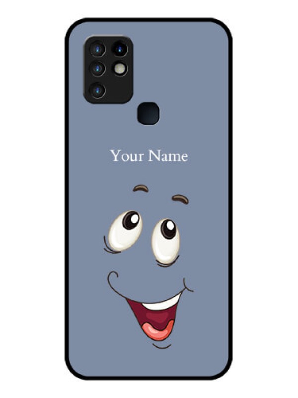 Custom Infinix Hot 10 Photo Printing on Glass Case - Laughing Cartoon Face Design