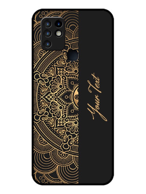 Custom Infinix Hot 10 Photo Printing on Glass Case - Mandala art with custom text Design