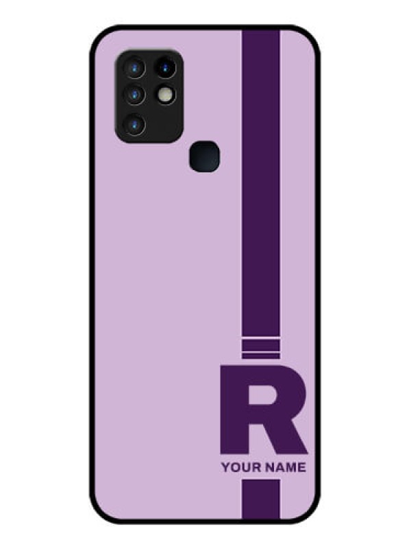 Custom Infinix Hot 10 Photo Printing on Glass Case - Simple dual tone stripe with name Design
