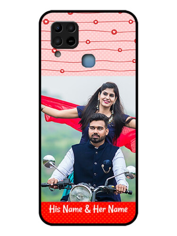 Custom Infinix Hot 10s Personalized Glass Phone Case - Red Pattern Case Design