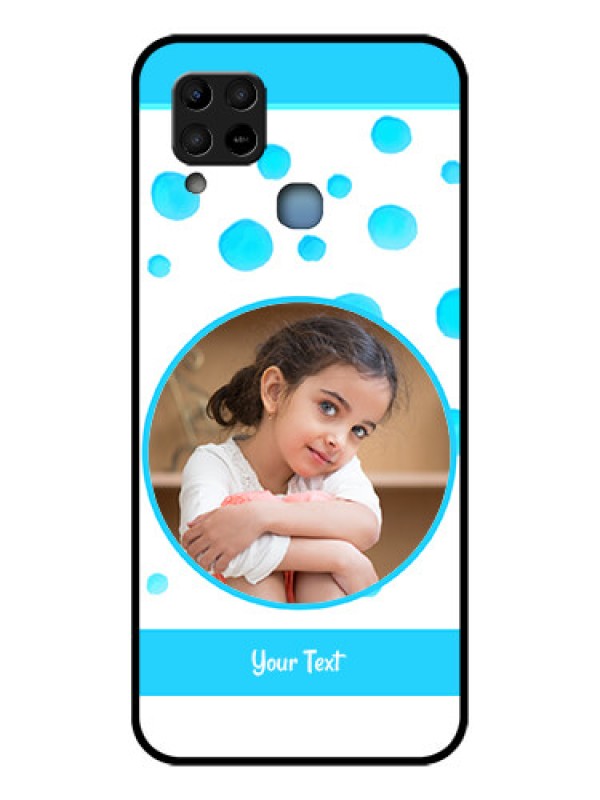 Custom Infinix Hot 10s Photo Printing on Glass Case - Blue Bubbles Pattern Design