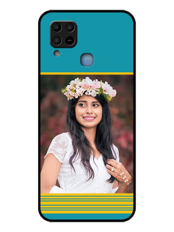 Custom Infinix Hot 10s Custom Glass Phone Case - Yellow & Blue Design