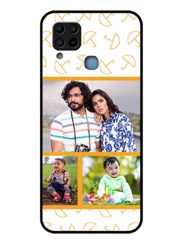 Custom Infinix Hot 10s Custom Glass Mobile Case - Yellow Pattern Design