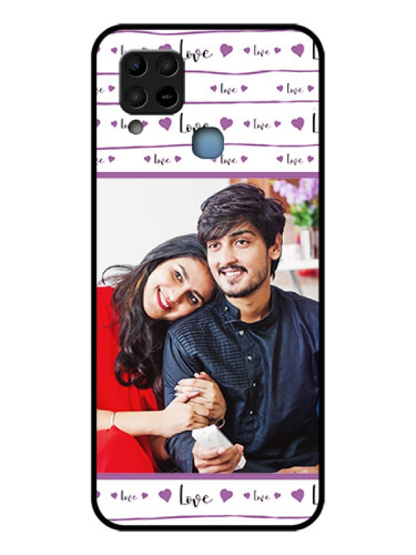 Custom Infinix Hot 10s Custom Glass Mobile Case - Couples Heart Design
