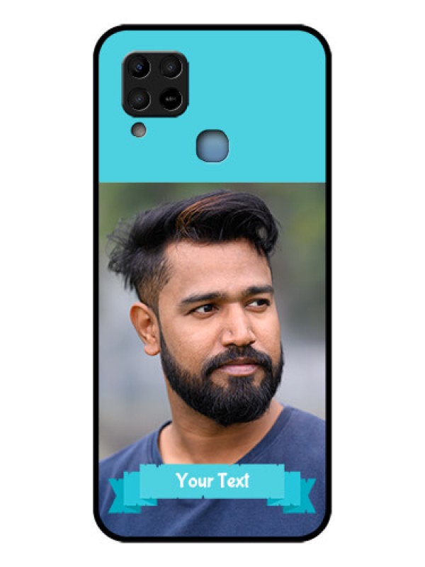Custom Infinix Hot 10s Personalized Glass Phone Case - Simple Blue Color Design
