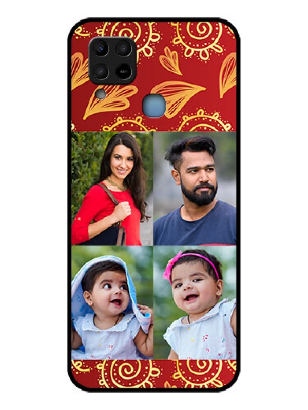 Custom Infinix Hot 10s Photo Printing on Glass Case - 4 Image Traditional Design