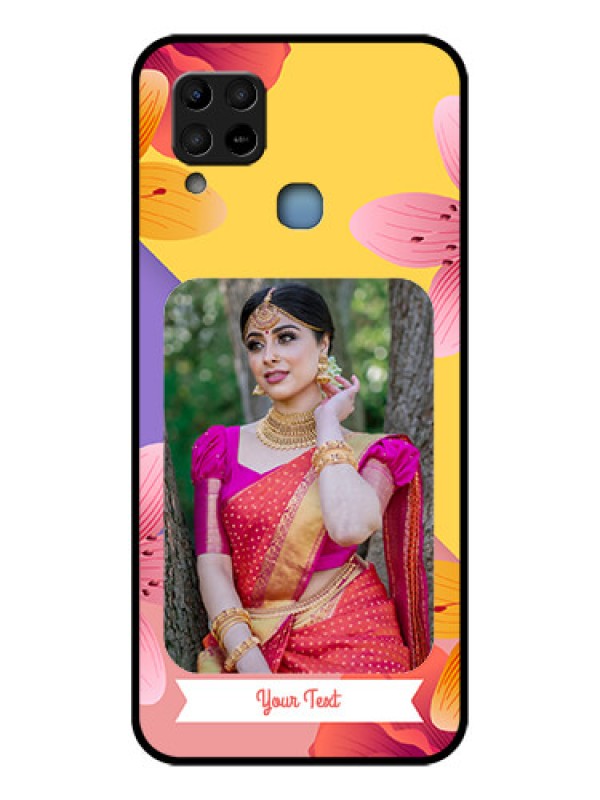Custom Infinix Hot 10s Custom Glass Mobile Case - 3 Image With Vintage Floral Design