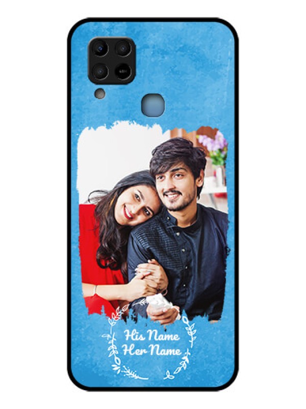 Custom Infinix Hot 10S Custom Glass Phone Case - Blue Color Vintage Design
