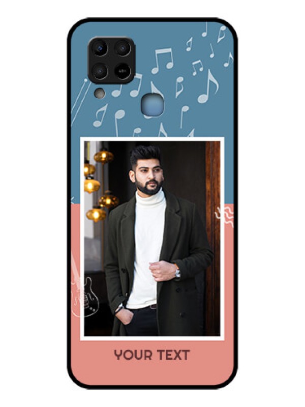 Custom Infinix Hot 10s Photo Printing on Glass Case - with Color Musical Note Design