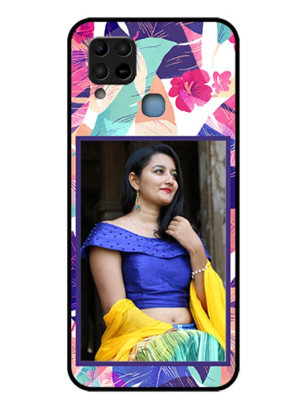Custom Infinix Hot 10s Custom Glass Mobile Case - Abstract Floral Design
