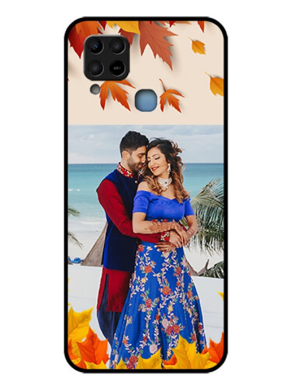 Custom Infinix Hot 10s Photo Printing on Glass Case - Autumn Maple Leaves Design