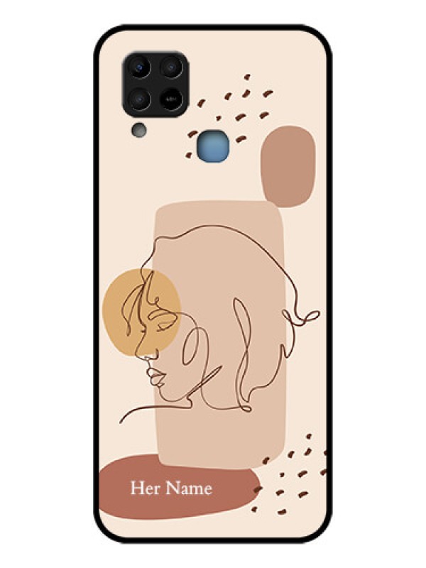 Custom Infinix Hot 10s Photo Printing on Glass Case - Calm Woman line art Design