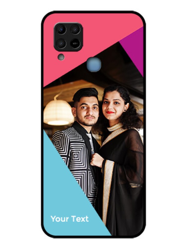 Custom Infinix Hot 10s Custom Glass Mobile Case - Stacked Triple colour Design