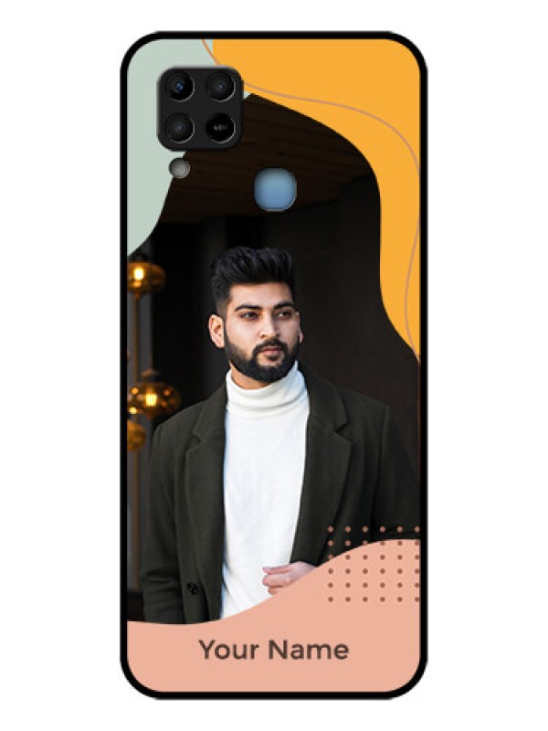 Custom Infinix Hot 10s Personalized Glass Phone Case - Tri-coloured overlay design
