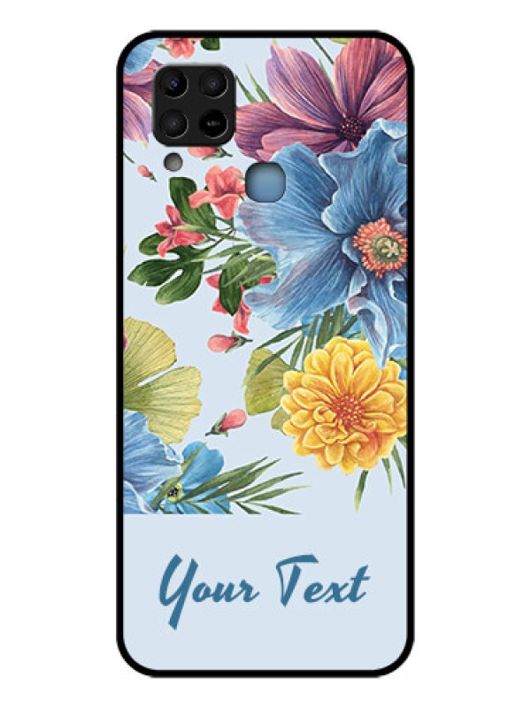 Custom Infinix Hot 10s Custom Glass Mobile Case - Stunning Watercolored Flowers Painting Design