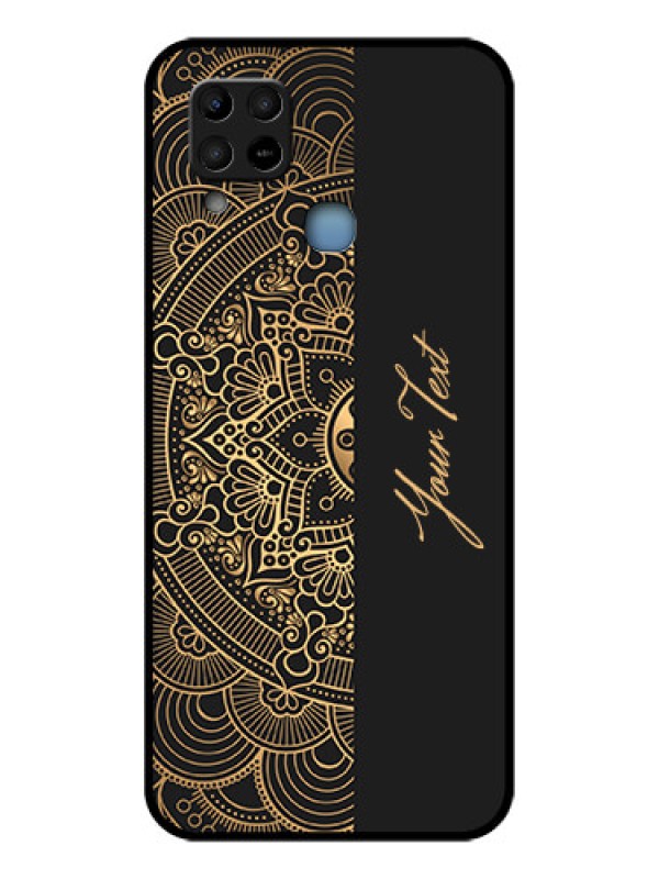 Custom Infinix Hot 10s Photo Printing on Glass Case - Mandala art with custom text Design