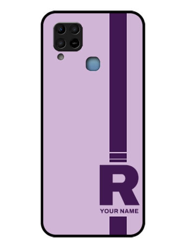 Custom Infinix Hot 10s Photo Printing on Glass Case - Simple dual tone stripe with name Design