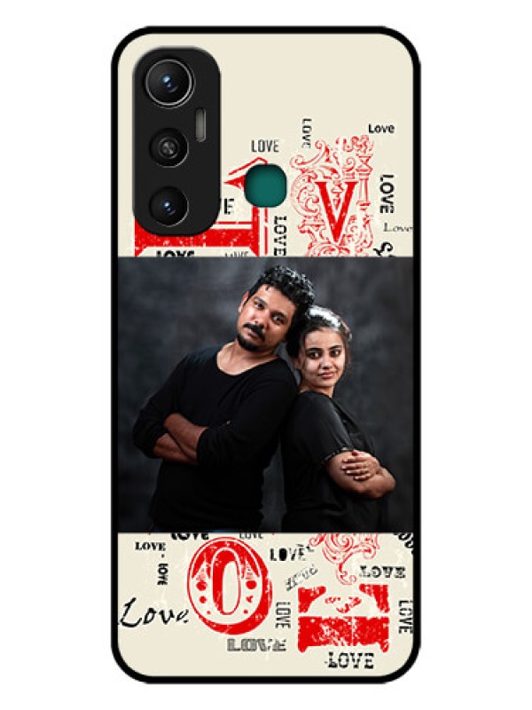 Custom Infinix Hot 11 Photo Printing on Glass Case - Trendy Love Design Case