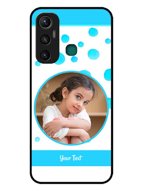 Custom Infinix Hot 11 Photo Printing on Glass Case - Blue Bubbles Pattern Design