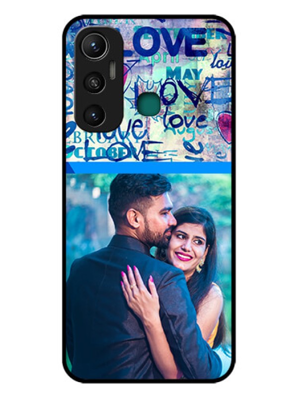 Custom Infinix Hot 11 Custom Glass Mobile Case - Colorful Love Design