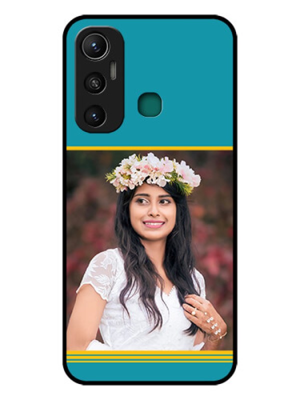 Custom Infinix Hot 11 Custom Glass Phone Case - Yellow & Blue Design