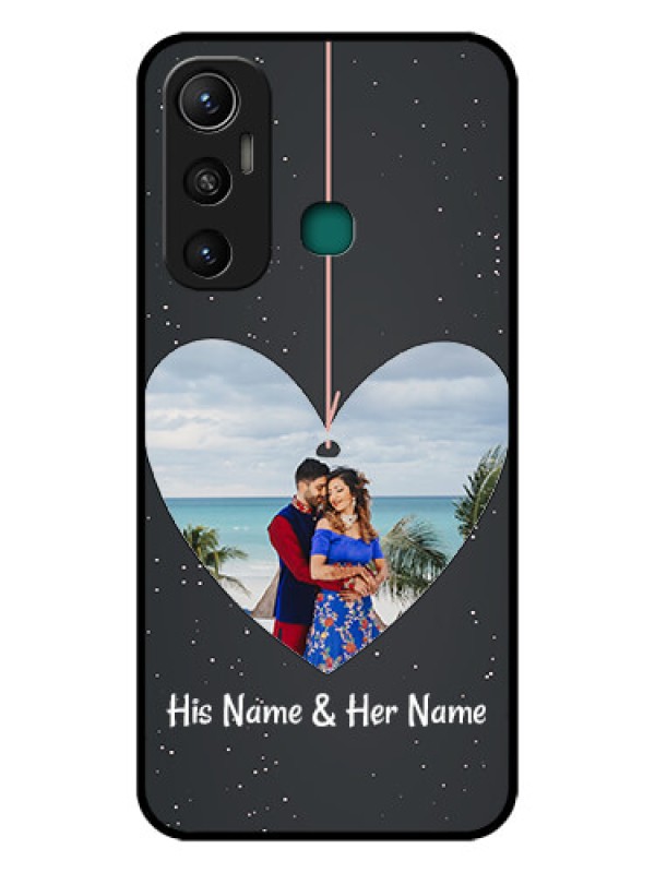 Custom Infinix Hot 11 Custom Glass Phone Case - Hanging Heart Design