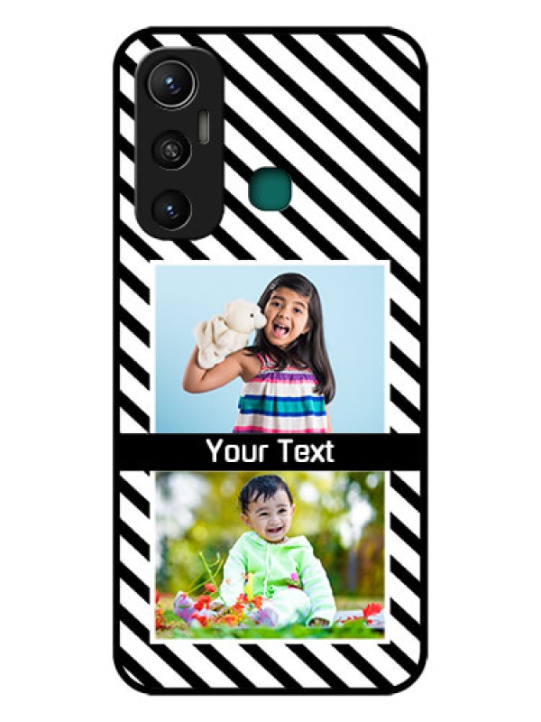 Custom Infinix Hot 11 Photo Printing on Glass Case - Black And White Stripes Design