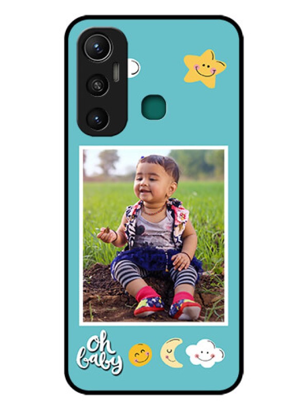 Custom Infinix Hot 11 Personalized Glass Phone Case - Smiley Kids Stars Design