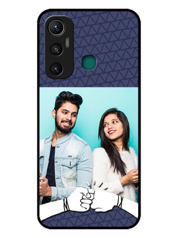 Custom Infinix Hot 11 Photo Printing on Glass Case - with Best Friends Design