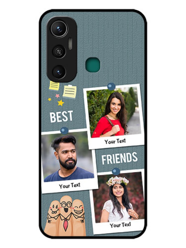 Custom Infinix Hot 11 Personalized Glass Phone Case - Sticky Frames and Friendship Design