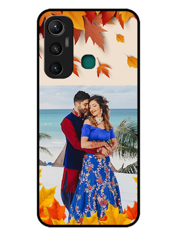 Custom Infinix Hot 11 Photo Printing on Glass Case - Autumn Maple Leaves Design
