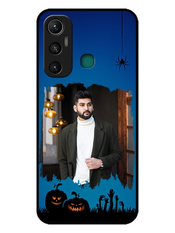 Custom Infinix Hot 11 Photo Printing on Glass Case - with pro Halloween design