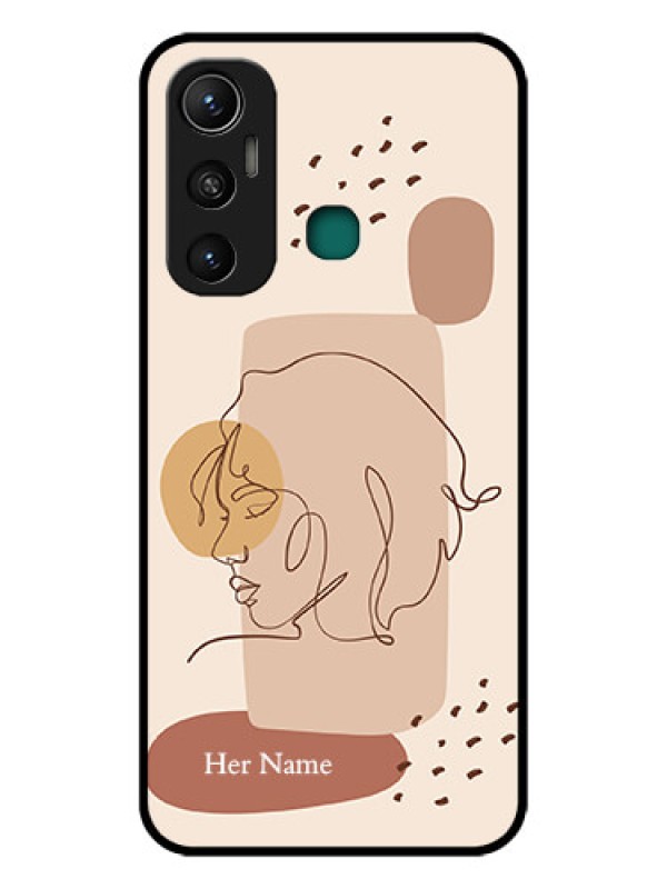 Custom Infinix Hot 11 Photo Printing on Glass Case - Calm Woman line art Design