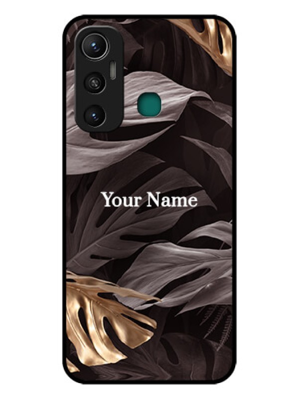 Custom Infinix Hot 11 Personalised Glass Phone Case - Wild Leaves digital paint Design