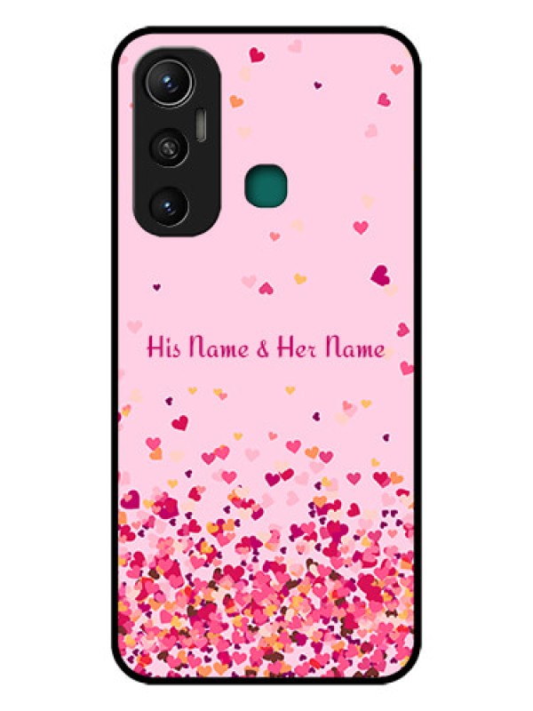 Custom Infinix Hot 11 Photo Printing on Glass Case - Floating Hearts Design