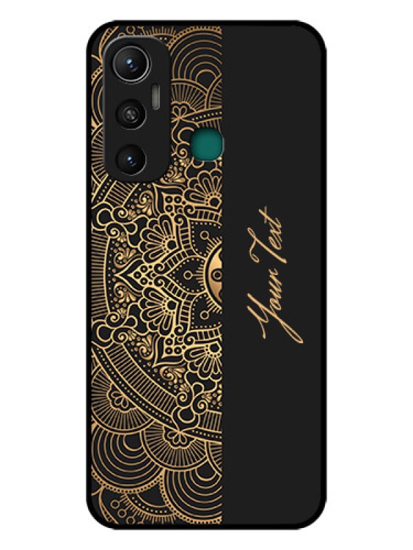 Custom Infinix Hot 11 Photo Printing on Glass Case - Mandala art with custom text Design
