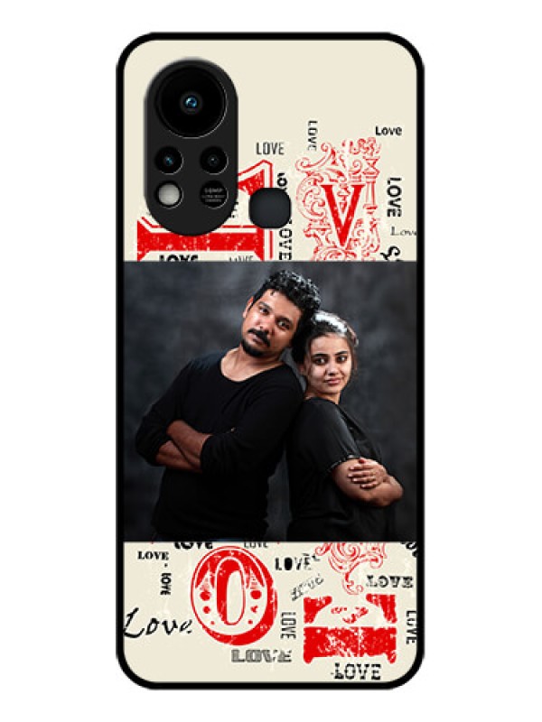 Custom Infinix Hot 11s Photo Printing on Glass Case - Trendy Love Design Case