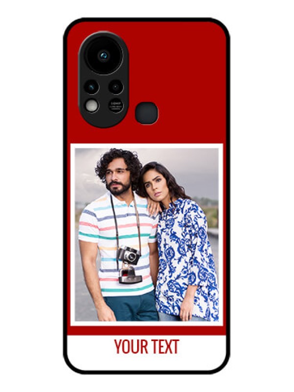 Custom Infinix Hot 11s Personalized Glass Phone Case - Simple Red Color Design