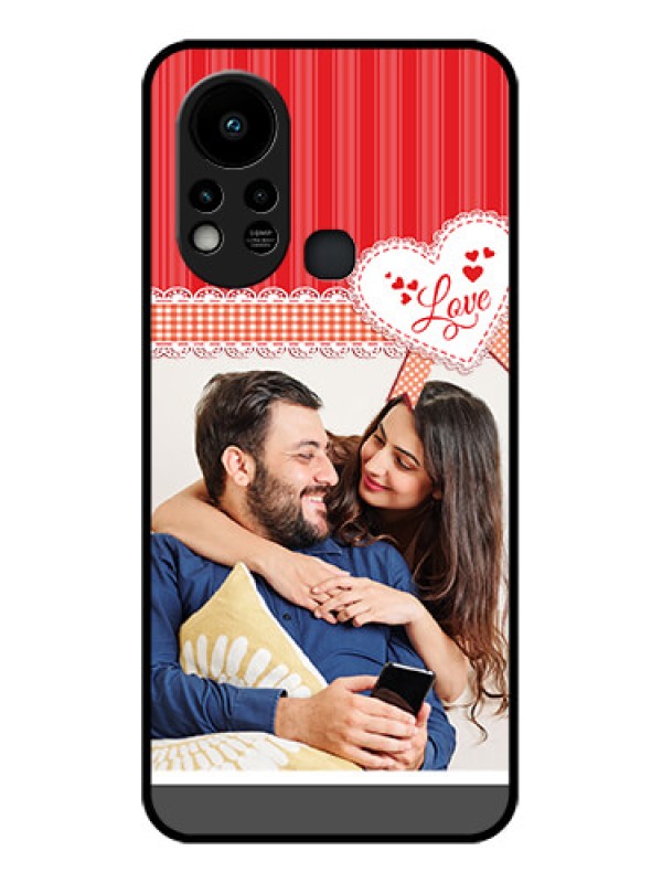 Custom Infinix Hot 11s Custom Glass Mobile Case - Red Love Pattern Design