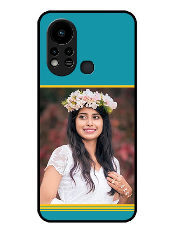 Custom Infinix Hot 11s Custom Glass Phone Case - Yellow & Blue Design