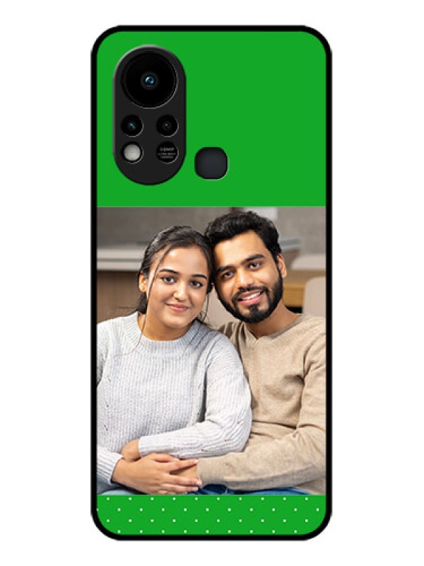 Custom Infinix Hot 11s Personalized Glass Phone Case - Green Pattern Design