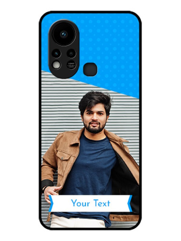 Custom Infinix Hot 11s Photo Printing on Glass Case - Simple Blue Color Design