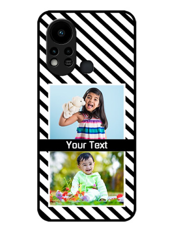 Custom Infinix Hot 11s Photo Printing on Glass Case - Black And White Stripes Design