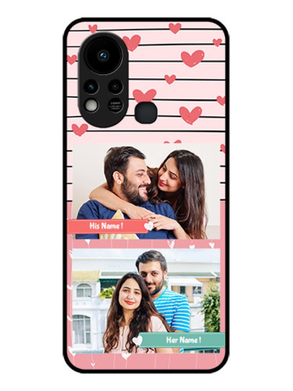 Custom Infinix Hot 11s Custom Glass Mobile Case - Photo with Heart Design