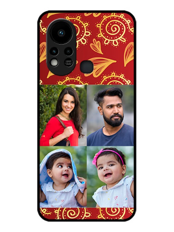 Custom Infinix Hot 11s Photo Printing on Glass Case - 4 Image Traditional Design