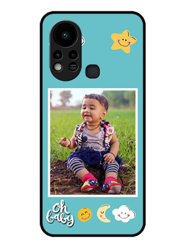 Custom Infinix Hot 11s Personalized Glass Phone Case - Smiley Kids Stars Design